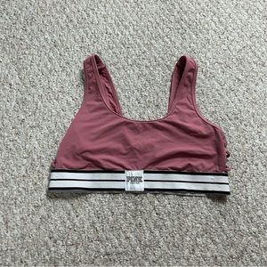Pink Victorias Secret Ultimate Unlined Sports Bra Womens Large Pink Scoop Neck